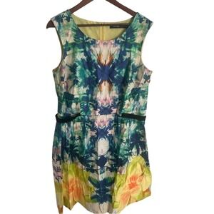 Eloquii by The Limited Tropical Palm Floral Sleeveless Dress‎ 16W Multicolor